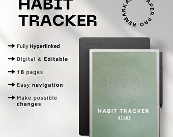 Seguimiento de hábitos para reMarkable paper pro | Planificador de hábitos | Rastreador de rutina | Planificador de objetivos para reMarkable | Hábitos diarios, semanales, mensuales.