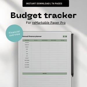 Budget planner for reMarkable Paper Pro | Digital budget tracker | Expense tracker | Bill tracker | Financial planner | Money Tracker instant download