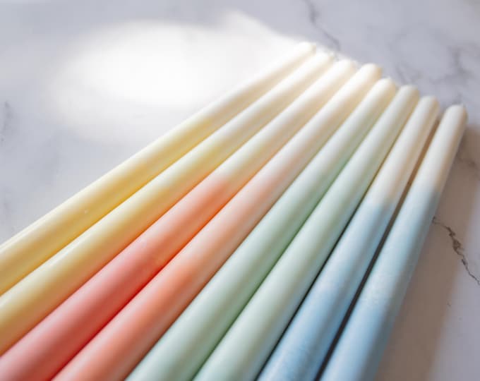 Ombre Taper Candles, Unscented, Gradient Wedding Decoration, Art Decor, 10'' Pair