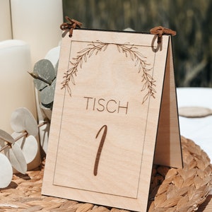 Boho wooden table numbers for weddings, birthdays, first days of school, communions or confirmations in a country house style - reusable