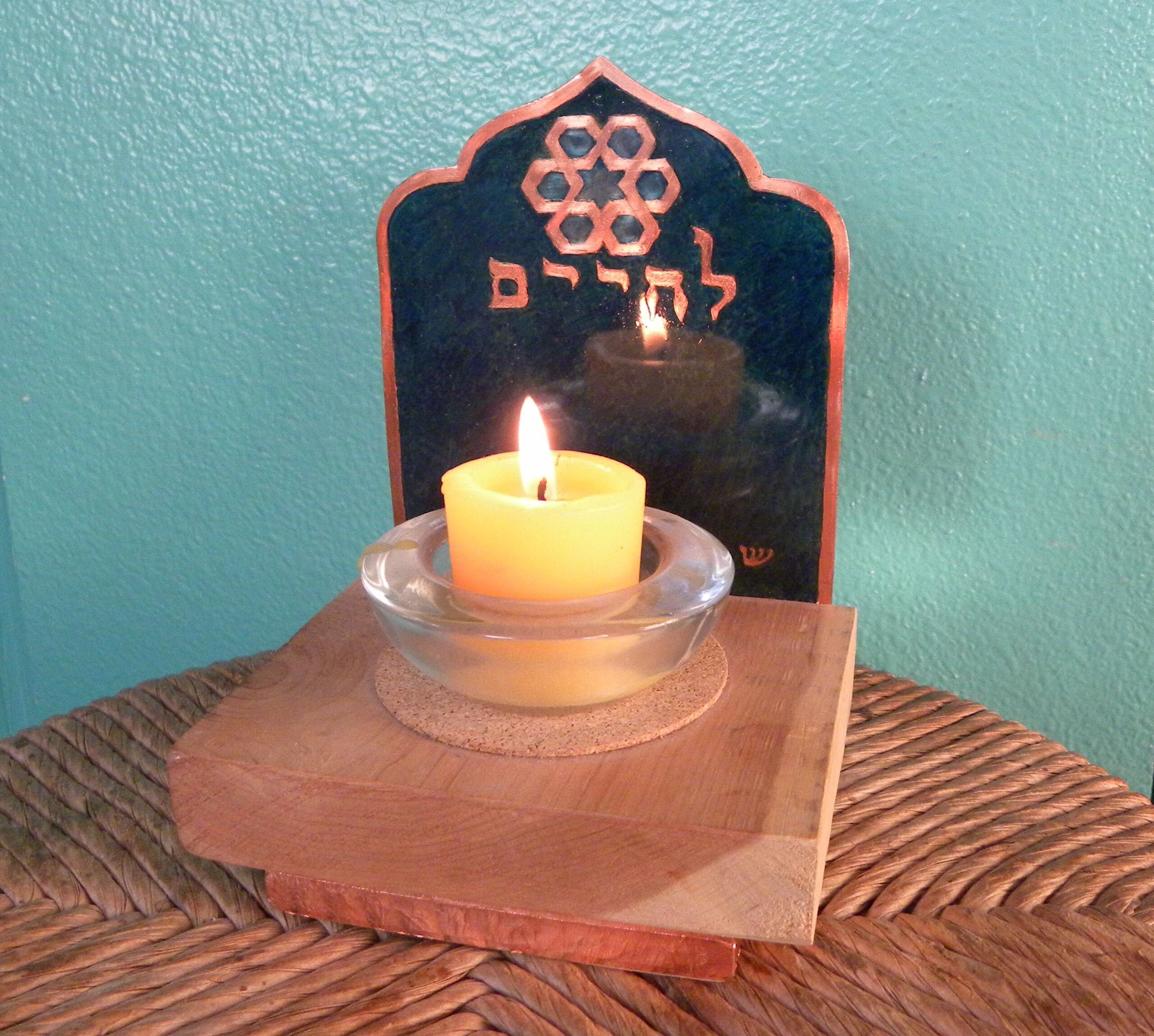 Alhambra Yizkor Candle Setting Tuquoise Celebration of Etsy