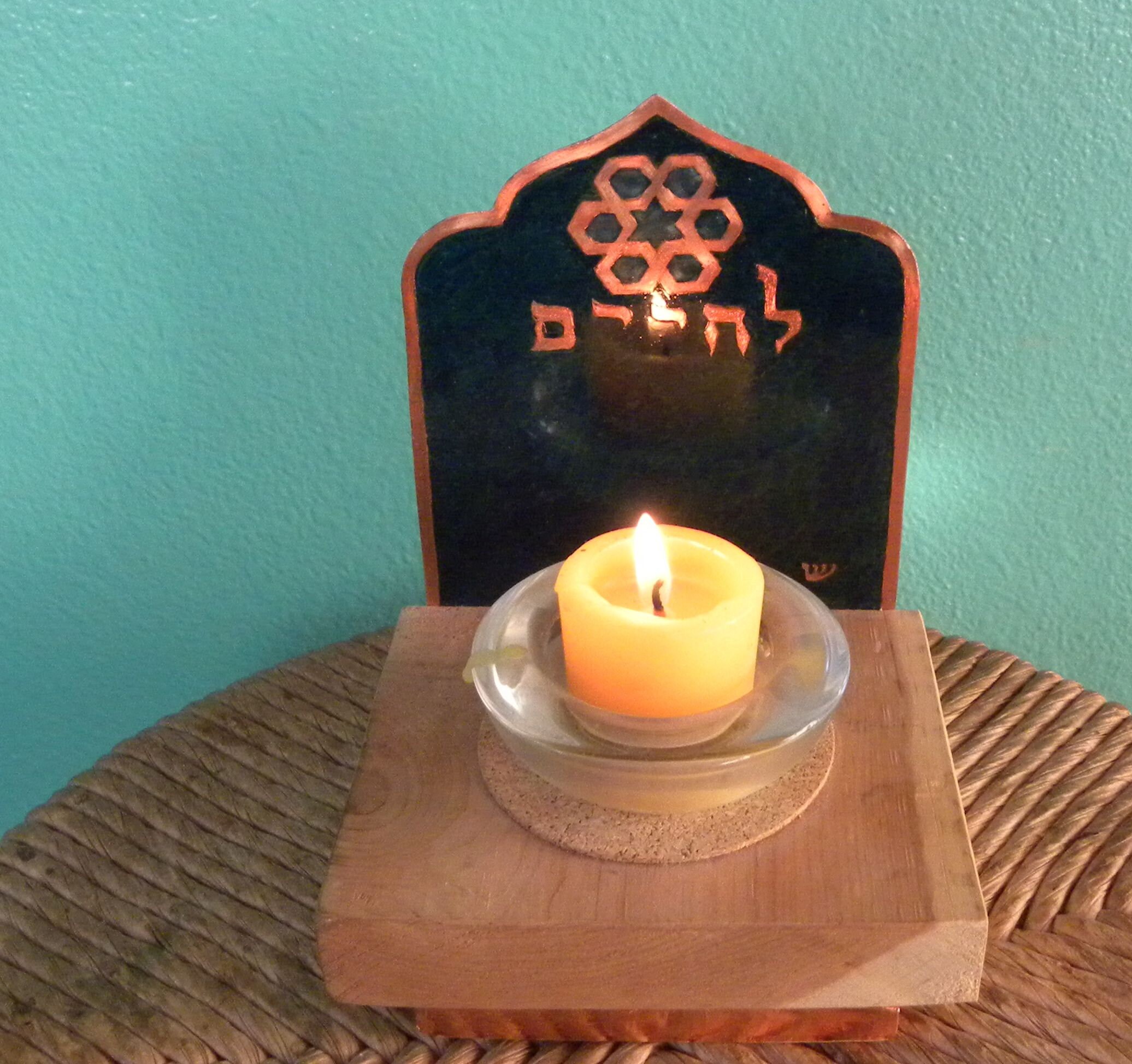 Alhambra Yizkor Candle Setting Tuquoise Celebration of Etsy