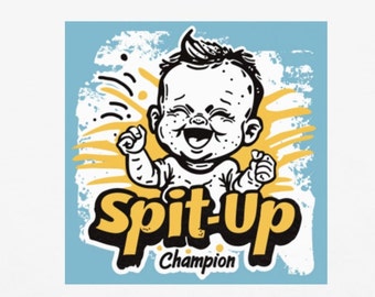 Spit Up Champion, regalo divertente per neonati, bavaglino, baby shower, festa della mamma, festa del papà, nuova bambina, neonato