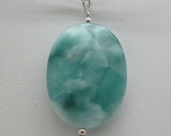 Green Moonstone Pendant with Sterling Findings