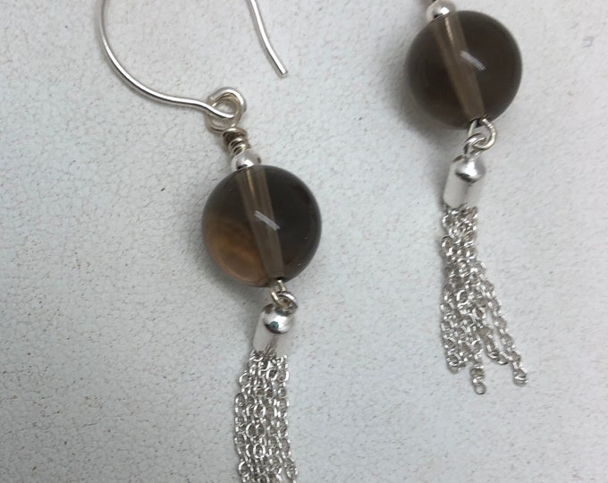 Smoky Quartz and Sterling Earrings