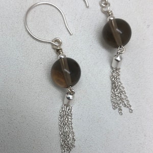 Smoky Quartz and Sterling Earrings