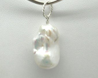 Natural Baroque Pearl and Sterling Pendant