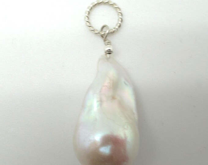 Natural Baroque Pearl and Sterling Pendant