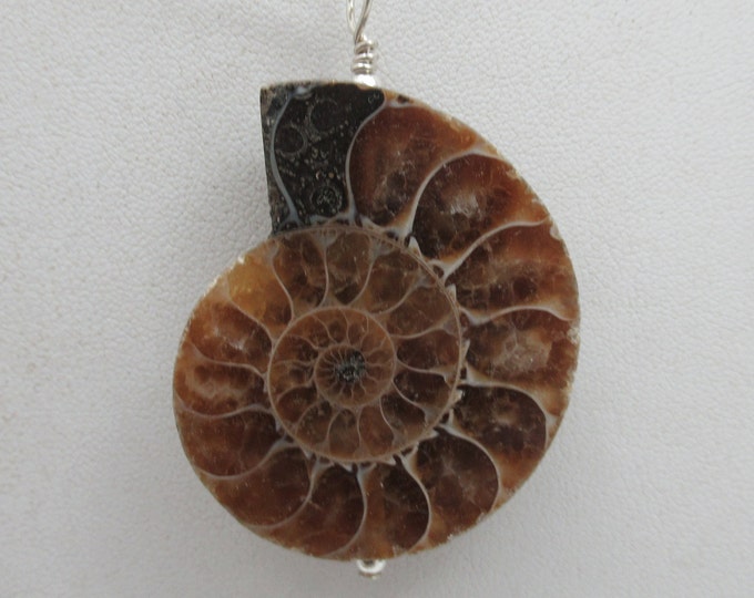 Ammonite and Sterling Pendant