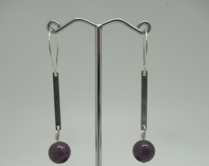 Natural Ruby and Sterling Silver Earrings