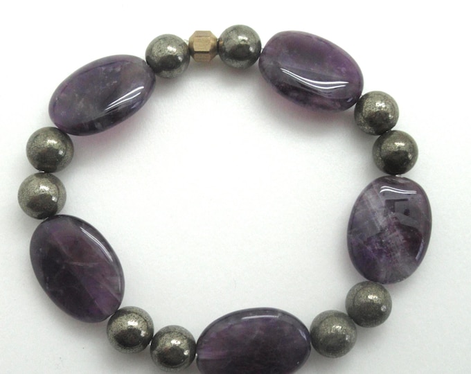 Amethyst and Pyrite Stretch Bracelet
