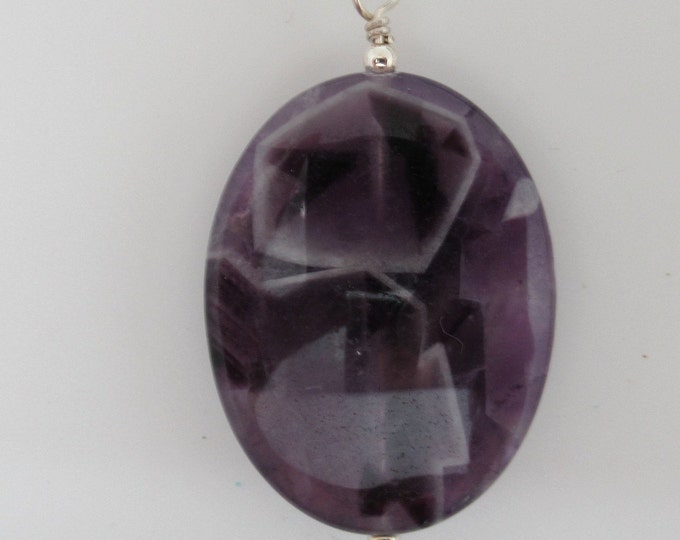 Chevron Amethyst and Sterling Pendant