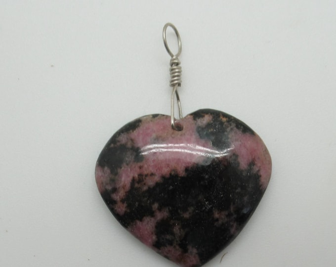 Rhodonite and Sterling Silver Pendant