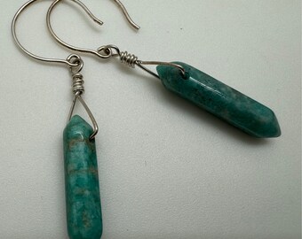 Amazonite Point Sterling Silver Earrings