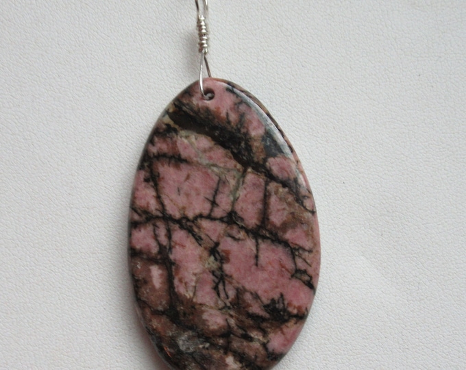 Large Rhodonite and Sterling Silver Pendant