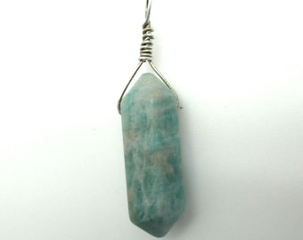 Natural Amazonite and Sterling Point Pendant