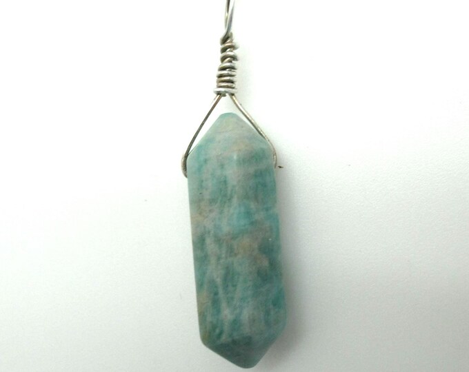 Natural Amazonite and Sterling Point Pendant
