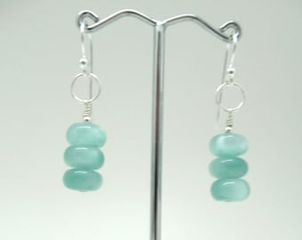 Green Moonstone and Sterling Silver Earrings