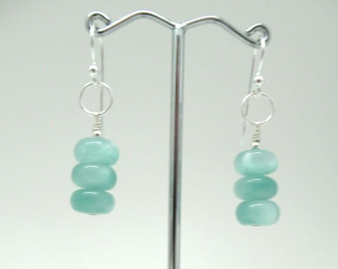 Green Moonstone and Sterling Silver Earrings