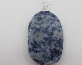 Natural Blue Spot Jasper and Sterling Silver Pendant