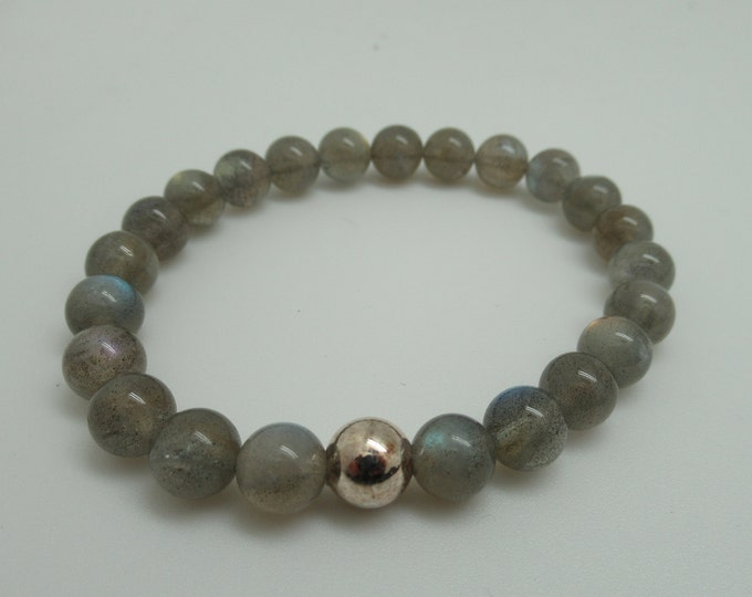 Labradorite and Sterling Stretch Bracelet