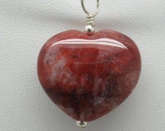 Red Phantom Quartz and Sterling Pendant