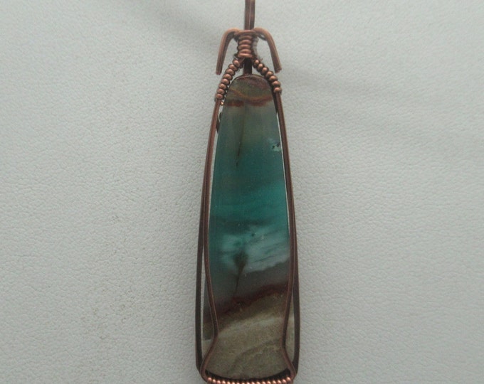 Opalized Wood and Copper Pendant