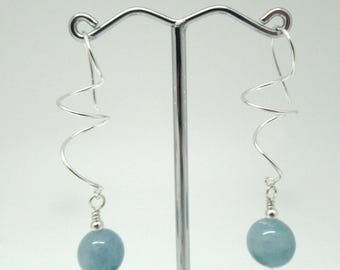 Aquamarine and sterling earrings
