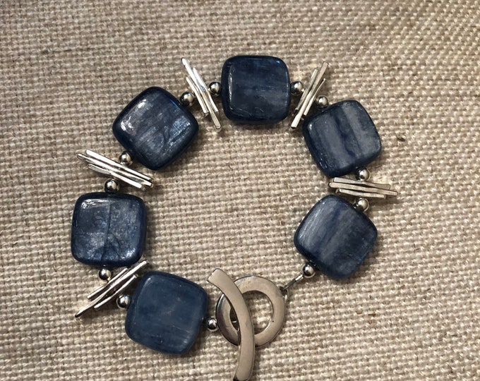 Kyanite and Thai silver bracelet