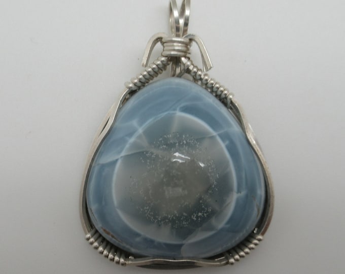 Blue Owhyee Opal and Sterling Pendant