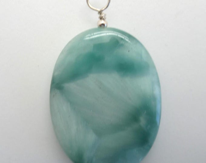 Green Moonstone Pendant with Sterling Findings