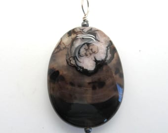 Flower Agate  and Sterling Silver Pendant