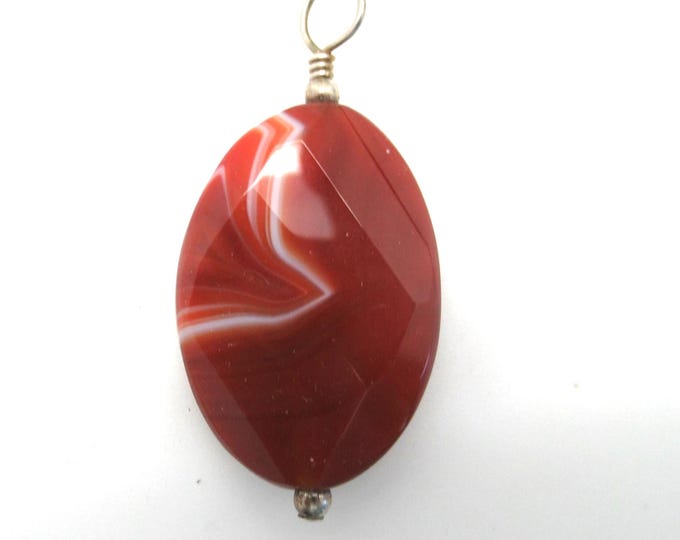 Red Agate and Sterling Pendant
