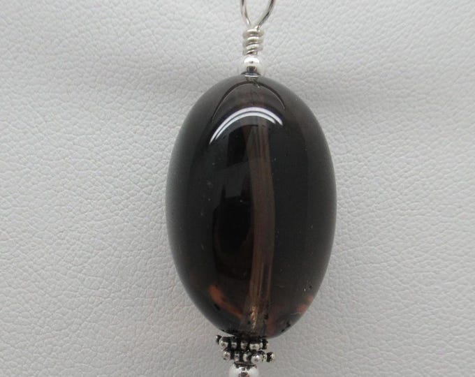 Smoky Quartz and Sterling Pendant