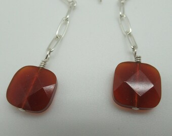 CLEARANCE Carnelian and Sterling Silver Earrings