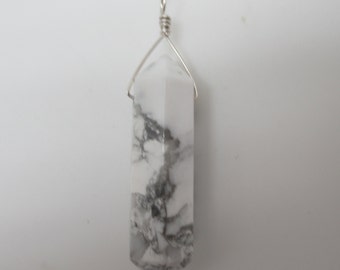 Natural Howlite and Sterling Point Pendant