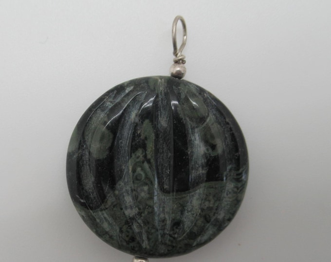 Natural Kambamba Jasper and Sterling Silver Pendant