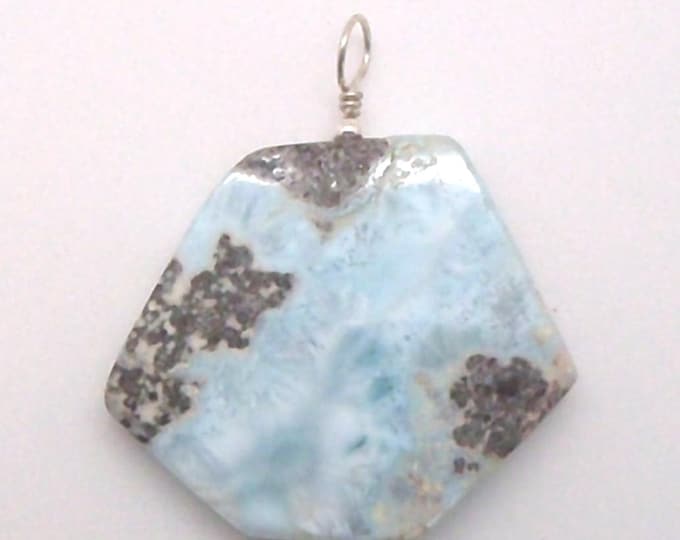 Larimar and Sterling Pendant  this is a large stone