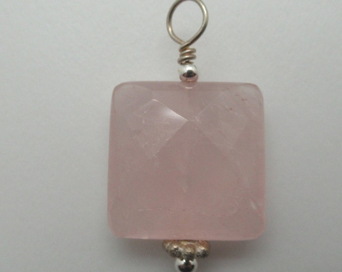 Natural Rose Quartz and Sterling Pendant