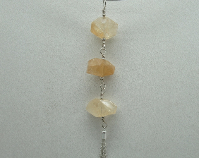 Natural Citrine Nugget and Sterling Pendant