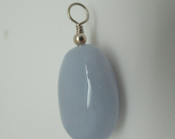Natural Blue Lace Agate and Sterling Pendant