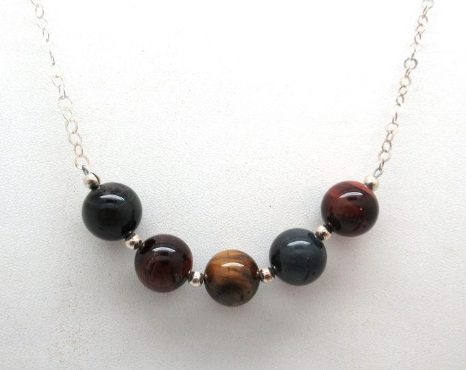 Tiger Eye Necklace natural tigers eye and sterling chain