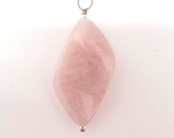 Natural Rose Quartz and Sterling Pendant
