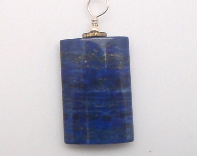 Lapis sterling and brass pendant