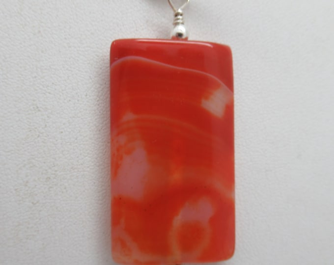 Red Agate and Sterling Pendant