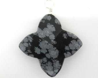 Snowflake Obsidian and Sterling Silver Pendant