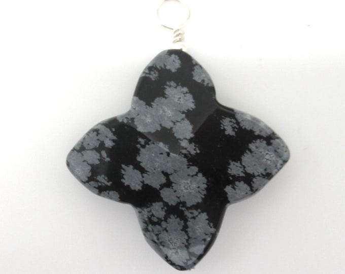 Snowflake Obsidian and Sterling Silver Pendant