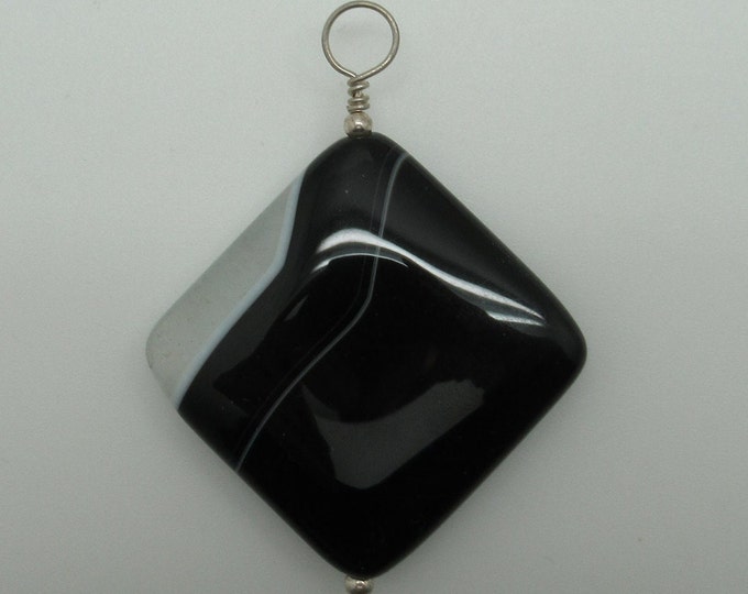 Sardonyx and Sterling Pendent  (striped onxy)