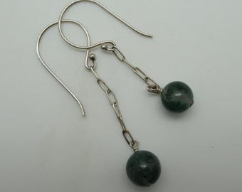 Moss Agate and Sterling Silver Earrings
