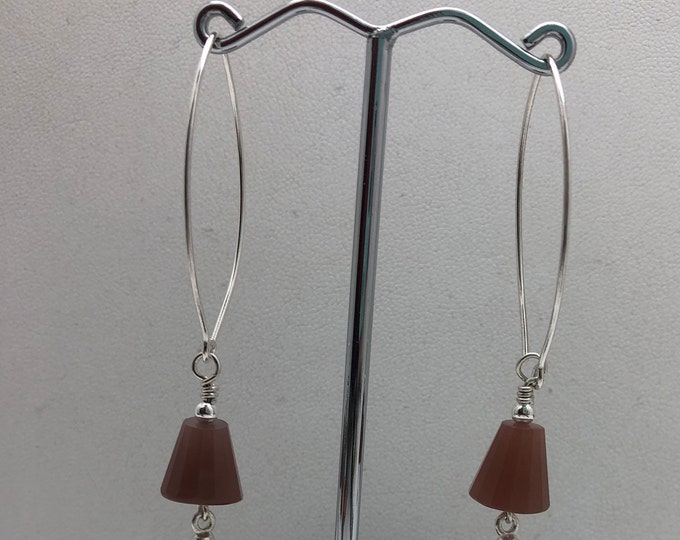 Brown Moon Stone and Sterling Silver Earrings